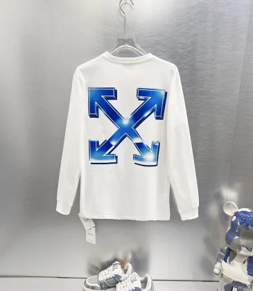 Off-White Long Sleeve Tee With Blue Arrow Logo Print, Black, White #B68568
