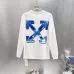 Off-White Long Sleeve Tee With Blue Arrow Logo Print, Black, White #B68568