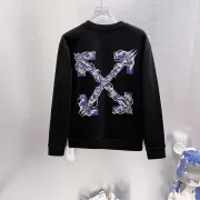 Off‑White Dark Blue Thorn Arrow Crew Neck Sweatshirt, White &amp; Black #B67846