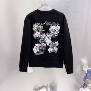 Off‑White Floral Sketch Arrow Crew Neck Sweatshirt, White &amp; Black #B67844