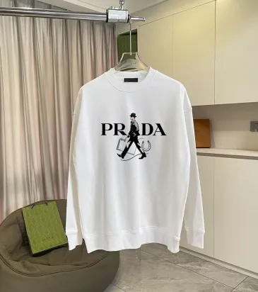 Prada Figure Graphic Print Crew‑Neck Sweatshirt, White, Black #B68072