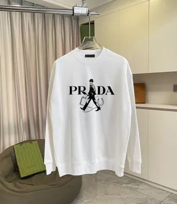 Prada Figure Graphic Print Crew‑Neck Sweatshirt, White, Black #B68072