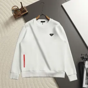 Prada Triangle Logo Crewneck Sweatshirt, Black White #B67888