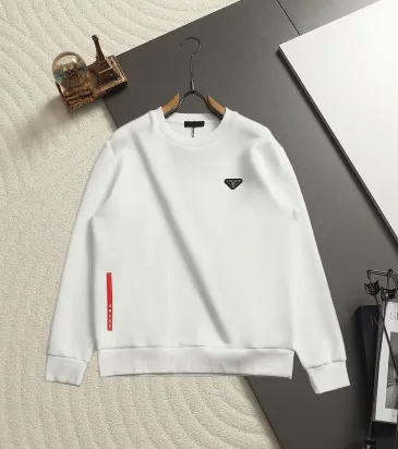 Prada Triangle Logo Crewneck Sweatshirt, Black White #B67888
