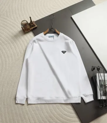 Prada Triangle Metal Logo Crew‑Neck Sweatshirt, White, Black #B68071