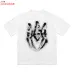 AMIRI Gothic Flame Logo Short Sleeve T‑Shirt, White Pink Black #B67858