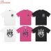 AMIRI Gothic Flame Logo Short Sleeve T‑Shirt, White Pink Black #B67858