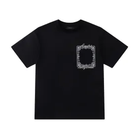Amiri Bandana Patchwork Short‑Sleeve Tee, Brown, Black #B68065