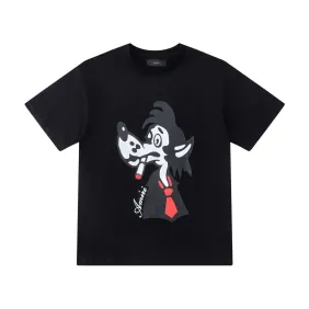 Amiri Cartoon Wolf Graphic Short‑Sleeve Tee, Black #B68067