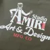 Amiri Studio Art &amp; Design Logo Short‑Sleeve Tee, Olive Green, Black #B68068