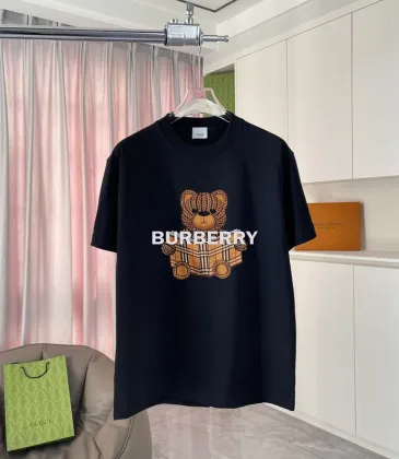 Burberry Black/Green/Purple/White T Shirt with Classic Check Pattern Teddy Bear Graphic Design for Casual Streetwear Style #A54260 Burberry Black/Green/Purple/White T Shirt with Classic Check Pattern Teddy Bear Graphic Design for Casual Streetwear Style #A54260