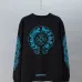 Chrome Hearts Long Sleeve T-shirt Horseshoe Cross Logo Print, Turquoise Blue, Black #B68582