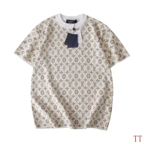 Brand L 26SS Allover Monogram Jacquard Knit Short Sleeve Tee, Cream Brown #B68863