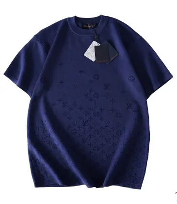 Brand L Gradient Letter Jacquard Knit Short Sleeve Tee, Navy Blue #B68865 Brand L Gradient Letter Jacquard Knit Short Sleeve Tee, Navy Blue #B68865