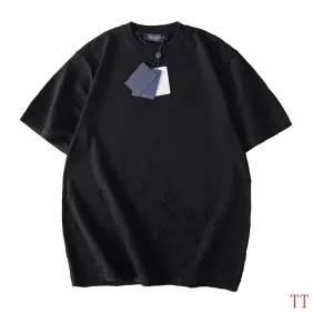 Brand L New Embossed All Over Monogram Knit Short Sleeve Tee, Black #B68859