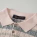 Louis Vuitton Striped Cable Knit Short Sleeve Polo Shirt, Pink Grey #B68866