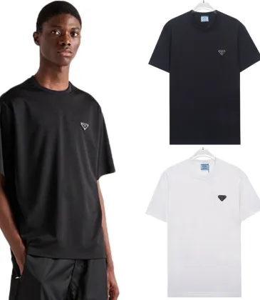 Prada T-Shirts for Men triangle-logo Black/White #A48647 Prada T-Shirts for Men triangle-logo Black/White #A48647
