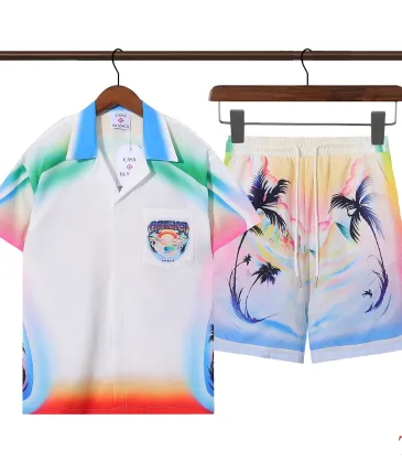 Casablanca Men Sunset Palm Print Shirt &amp; Shorts Set | Sunset Palm Gradient Print #B67963