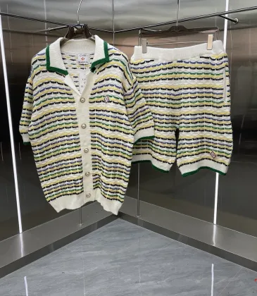 Casablanca Striped Knit Polo Cardigan Shorts Two‑Piece Set #B67457