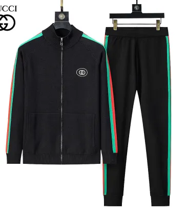 Brand G Men Full Zip Knit Tracksuit Black, Navy #B69130