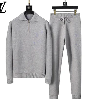 Brand L Men Half Zip Knit Sweater Tracksuit Gray, Black #B69127