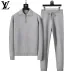 Louis Vuitton Men Half Zip Knit Sweater Tracksuit Gray, Black #B69127