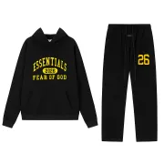 Fear of God Essentials 2026 Arch Logo Hoodie Tracksuit Men Black Oversized Hoodie Straight Sweatpants Set #B67219