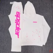 Sp5der Splatter Print Hoodie Sweatpants 2‑Piece Tracksuit, Black, White #B67982