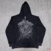 Spider‑5 Black Rhinestone Spider‑Web Zip‑Up Hoodie &amp; Flare Pant Set #B67981
