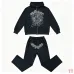 Spider‑5 Black Rhinestone Spider‑Web Zip‑Up Hoodie &amp; Flare Pant Set #B67981