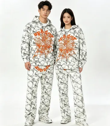 Spider‑5 Men Fleece‑Lined Zip‑Up Hoodie &amp; Pants Set, White #B67974