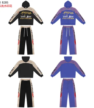 Vale Star Printed Zip‑Up Hoodie &amp; Wide‑Leg Pants Tracksuit Set #B67397