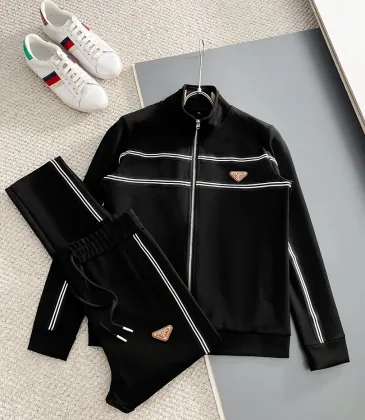 Prada 2‑Piece Tracksuit Set Leather Triangle Logo Stripe Detail #B67443
