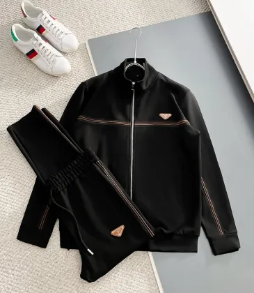 Prada Black 2‑Piece Tracksuit Set Bronze Stripe Triangle Logo #B67445