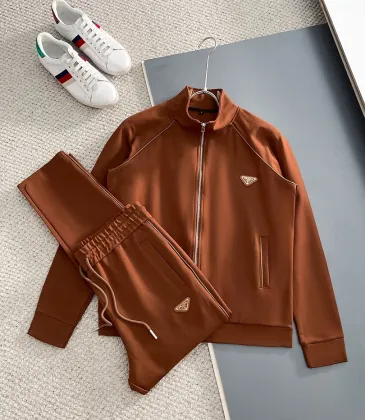 Prada Brown 2‑Piece Tracksuit Set Leather Triangle Logo #B67444