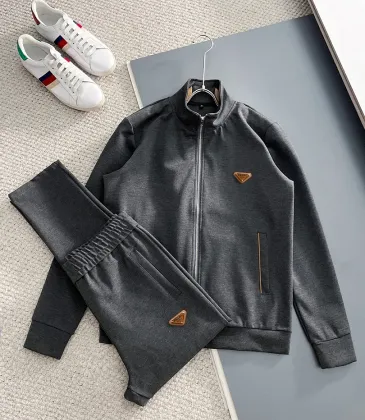 Prada Dark‑Grey 2‑Piece Tracksuit Leather Triangle Logo Set #B67446