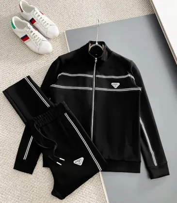 Prada Zip‑Up Tracksuit 2‑Piece Set With White Stripe Details #B67442