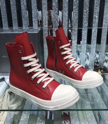 Striking Red Rick Owens DRKSHDW High - Top Boots With White Accents For Edgy Style #A26937