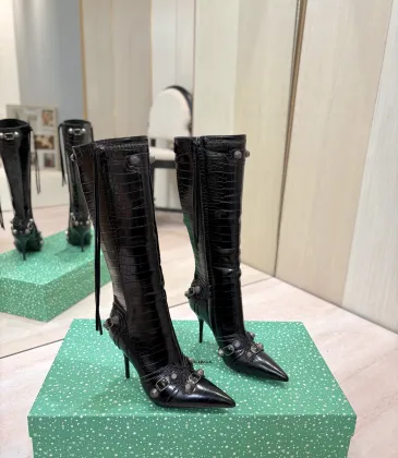 Balenciaga Cagole Studded Pointed‑Toe Over‑The‑Knee Boots 9.5cm Heel #B68384 Balenciaga Cagole Studded Pointed‑Toe Over‑The‑Knee Boots 9.5cm Heel #B68384