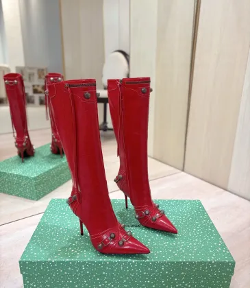 Balenciaga Cagole Studded Pointed‑Toe Over‑The‑Knee Boots 9.5cm Heel #B68385 Balenciaga Cagole Studded Pointed‑Toe Over‑The‑Knee Boots 9.5cm Heel #B68385
