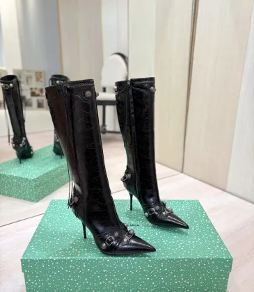 Balenciaga Cagole Studded Pointed‑Toe Over‑The‑Knee Boots 9.5cm Heel #B68386 Balenciaga Cagole Studded Pointed‑Toe Over‑The‑Knee Boots 9.5cm Heel #B68386