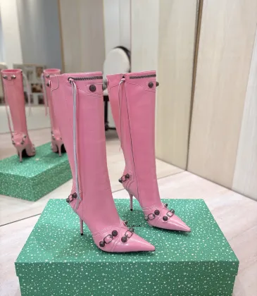 Balenciaga Cagole Studded Pointed‑Toe Over‑The‑Knee Boots 9.5cm Heel #B68387 Balenciaga Cagole Studded Pointed‑Toe Over‑The‑Knee Boots 9.5cm Heel #B68387