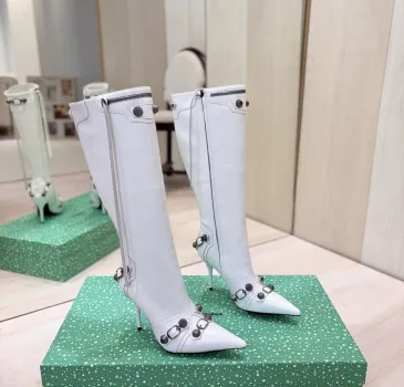 Balenciaga Cagole Studded Pointed‑Toe Over‑The‑Knee Boots 9.5cm Heel #B68388