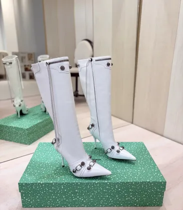 Balenciaga Cagole Studded Pointed‑Toe Over‑The‑Knee Boots 9.5cm Heel #B68388 Balenciaga Cagole Studded Pointed‑Toe Over‑The‑Knee Boots 9.5cm Heel #B68388