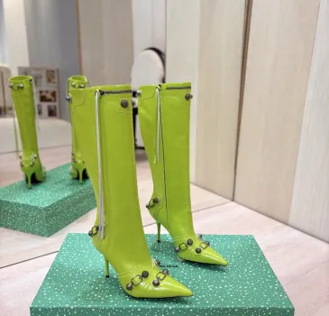 Balenciaga Cagole Studded Pointed‑Toe Over‑The‑Knee Boots 9.5cm Heel #B68389