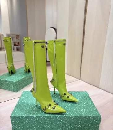 Balenciaga Cagole Studded Pointed‑Toe Over‑The‑Knee Boots 9.5cm Heel #B68389 Balenciaga Cagole Studded Pointed‑Toe Over‑The‑Knee Boots 9.5cm Heel #B68389
