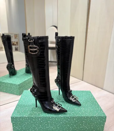 Balenciaga Cagole Studded Pointed‑Toe Over‑The‑Knee Boots 9.5cm Heel #B68390 Balenciaga Cagole Studded Pointed‑Toe Over‑The‑Knee Boots 9.5cm Heel #B68390