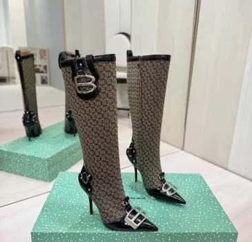 Balenciaga Cagole Studded Pointed‑Toe Over‑The‑Knee Boots 9.5cm Heel #B68391