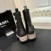 Chanel 26AW Square‑Toe CC Logo Chunky Heel Ankle Boots #B68476