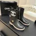 Chanel 26AW Square‑Toe CC Logo Chunky Heel Ankle Boots #B68476